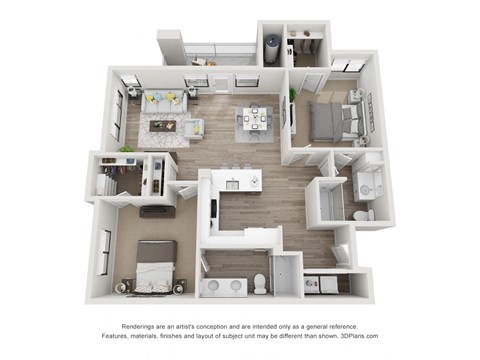 Floor plan for 2 beds, 2 baths, 1203 sqft